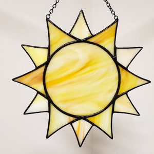 Stained Glass Sun, Stained Glass Sun Decor Sun Catcher, Sun Ornament, Christmas Gift for Mom image 2