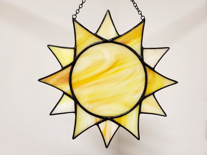 Stained Glass Sun, Stained Glass Sun Decor Sun Catcher, Sun Ornament, Christmas Gift for Mom image 2