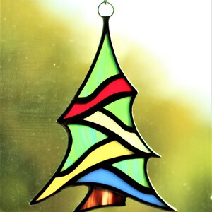 Christmas Tree Suncatcher, Stained Glass Crhistmas Tree Ornament, Christmas Gift Decor, Christmas Decorations image 7