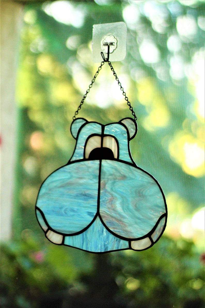 Stained Glass Hippo Suncatcher Animal Decor Window Hanging Etsy