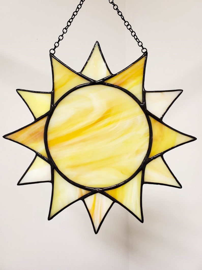 Stained Glass Sun, Stained Glass Sun Decor Sun Catcher, Sun Ornament, Christmas Gift for Mom image 4