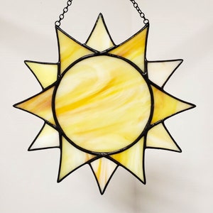 Stained Glass Sun, Stained Glass Sun Decor Sun Catcher, Sun Ornament, Christmas Gift for Mom image 3