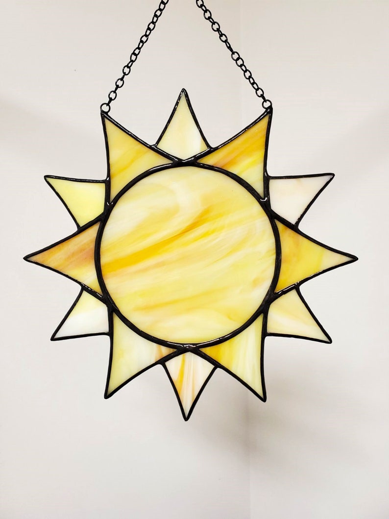 Stained Glass Sun, Stained Glass Sun Decor Sun Catcher, Sun Ornament, Christmas Gift for Mom image 3