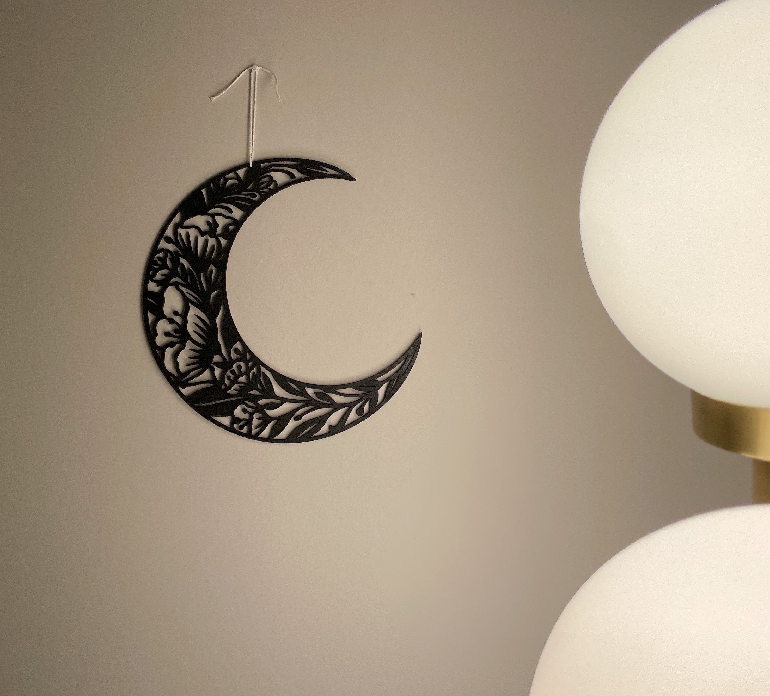 Floral Moon wall art floral wall art floral wall hanging Etsy