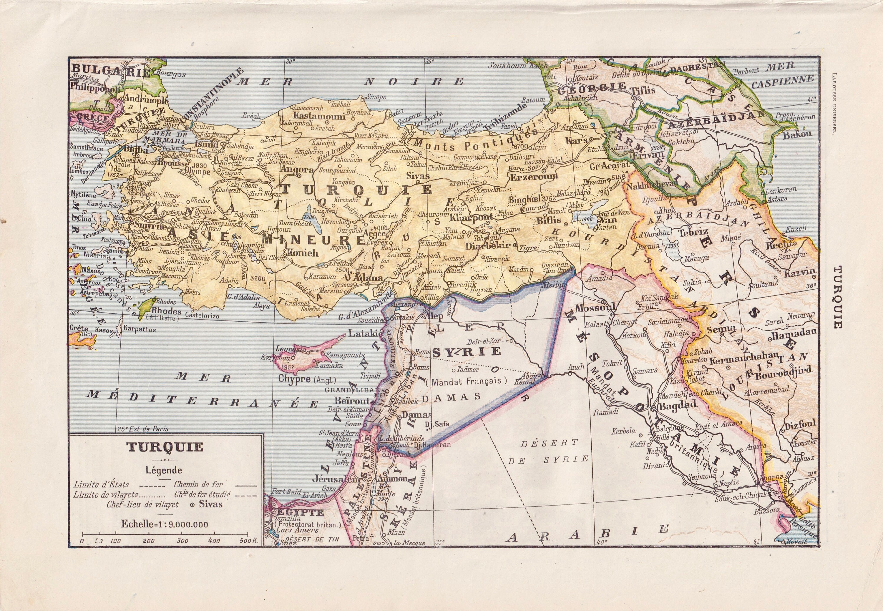 Ancient French Map of Turkey original illustrated plank from Etsy