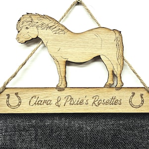 Shetland Pony Rosette Holder: 6mm Oak Veneer Horse Pony Rosettes Hanging Awards