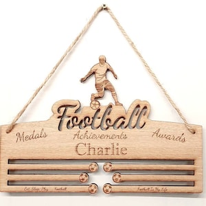 Oak Veneer Football Medal Holder