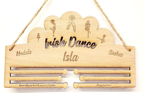 Irish Dance Medal Holder - Personalised 6mm Oak Veneer Awards Display Hanger