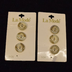 VINTAGE Bouton La Mode n° 88606 Boutons chinés marron clair et beige, 2 cartes 6 boutons, neufs jamais utilisés sur les cartes originales