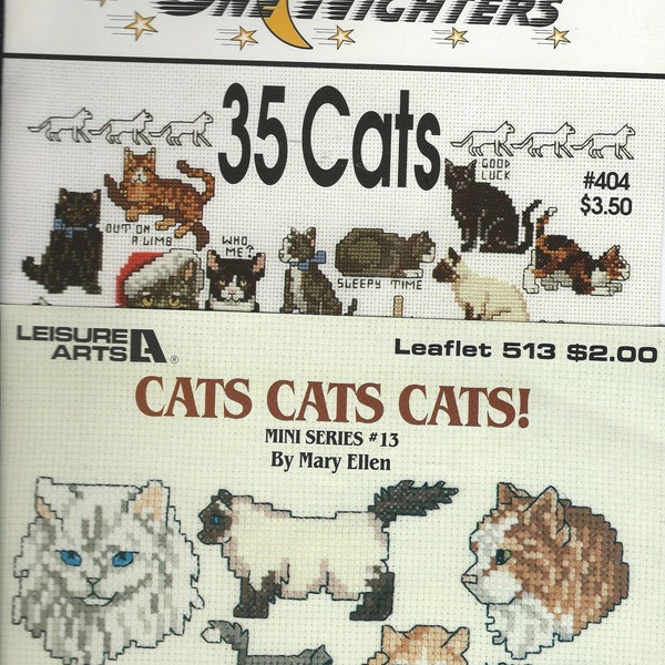 Instructional Books for Cat Cross Stitch Designs SOLD SEPERATELY --- Jeanette Crews Designs - 35 Cats --- Mary Ellen - Cats Cats Cats