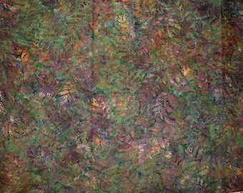 1 1/2 Yards Leaves Sprigs Natural Organic Dyed or Batik Look Textiles for Quilting, Sewing, Fabric Decollage, and Art Quilts 100% Cotton