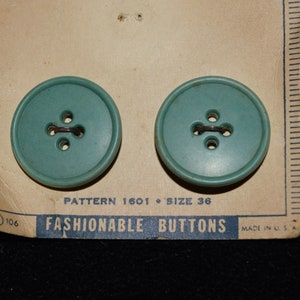 VINTAGE Turquoise Buttons Midcentury Round Large Button, 2 - 7/8&quot;  Buttons Unbranded Off Card