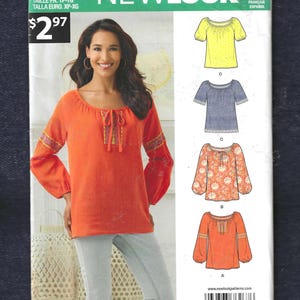 New Look A6267 Woman Drawstring Peasant Top Raglan Sleeve Pull Over Top, Shirt, Top, Size XS-XL Sewing Pattern