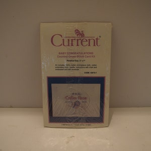 Current "Baby Congratulations" Cross Stitch Greeting Card Kit Size 5" x 7"  Birth Announcement, Birth Record, Baby Announcement