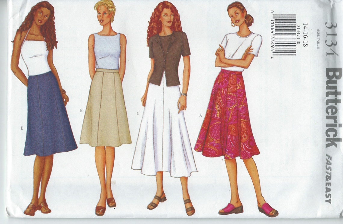 Butterick 3134 Misses Skirts Sizes 14,16, 18 Vintage Pattern - Etsy