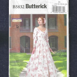 Butterick B5832 Frau Kostüm Geschichte Bürgerkrieg Ära Kleid Südlicher Belle Plantation Kleid Königliches Kleid Prinzessin Größe 14-22 Schnittmuster