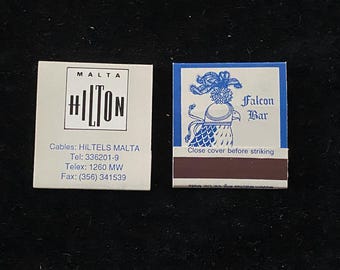 Falcon Bar Hotel & Convention Centre Malta Hilton International Luxury Hotel Brand Souvenir Hotels and Motels Matchbook Cover Advertising