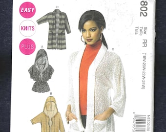 Mccalls M6802 Woman Cardigan, Hooded Jacket, Coat, Sweater, Long