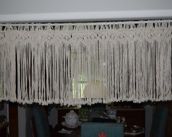 Boho Macramé Curtain Valance 2 Pieces Window Treatment Panels Cotton Rope Woven Wall Hanging Home Decor Room Divider Sliding Door Curtain