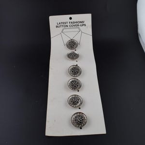 Vintage Six Button Covers Silver Button Covers of 5/8&quot;
