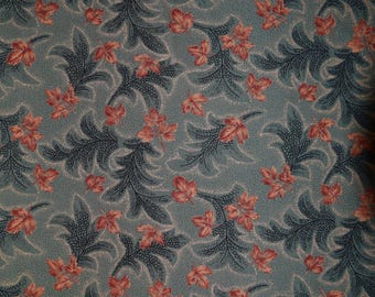 3 3/4 Yards Kona Bay Fabrics Copyright 1998 Seltener Stoff, vergriffene grüne und Rostblätter Herbstfarben Quiltstoff, 100% Baumwolle