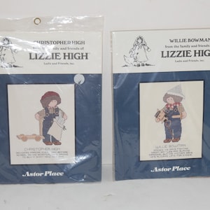 Lizzie High Cross Stitch Kit Christopher High Delivers Newspapers To Buy Bicycle or Willie Bowman Spends day slaying dragon SOLD SEPARATELY