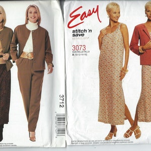 McCall 3073 and 3712  Woman Top, Pants, Skirt Cardigan, Jacket and Dress Size 10-16 Sewing Pattern