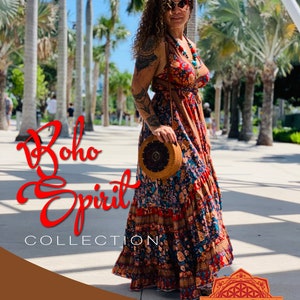 Boho Ruffle Dress, Boho Summer Dress, Bohemian Dress, Maxi Dress, Boho Print Dress, Hippie Dress, Floral Fashion Dress, Merica