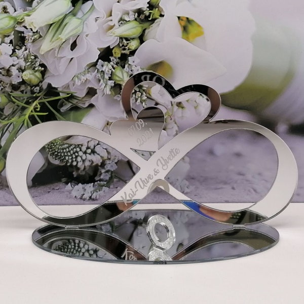 personalized money gift with desired name and date Silver Wedding / Silver Wedding - mirror acrylic silver endless loop