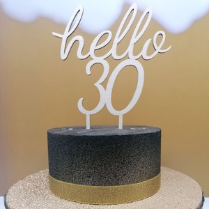 Cake topper / cake topper Cake topper hello with desired number made of wood