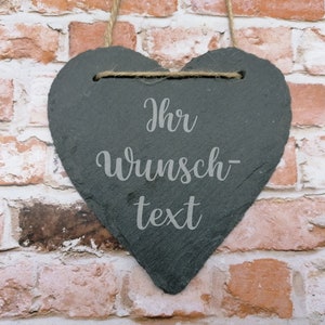 Slate Heart Slate "Your Desired Text" in 23 x 27 cm