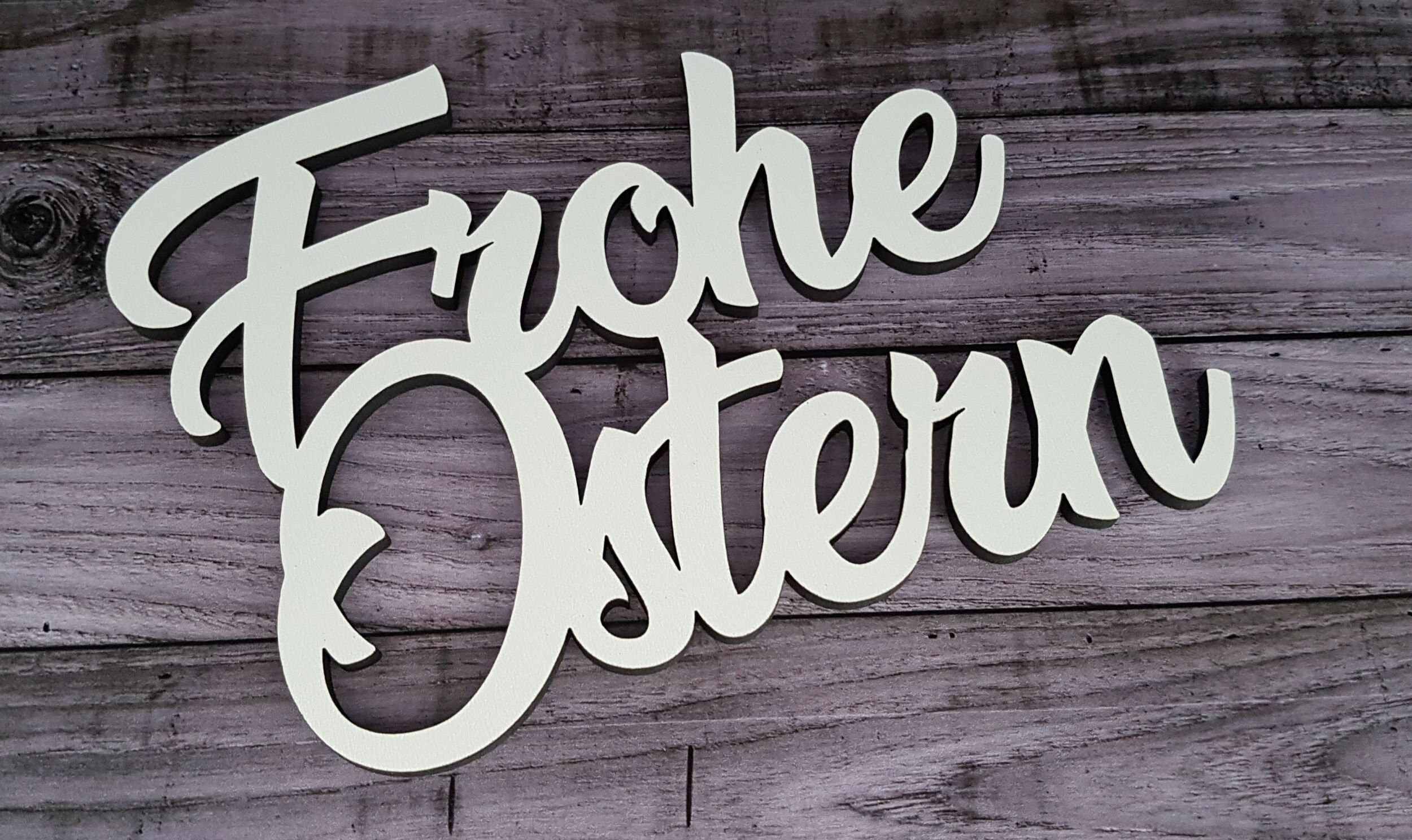 Schriftzug Frohe Ostern aus Holz in weiß optional mit | Etsy