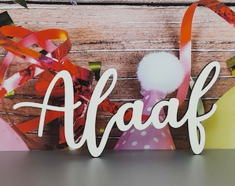 Alaaf - Schriftzug aus Holz in weiß für Fasching, Karneval und zur Narrenzeit - Modernes Design, perfektes Schild zur Fastnacht
