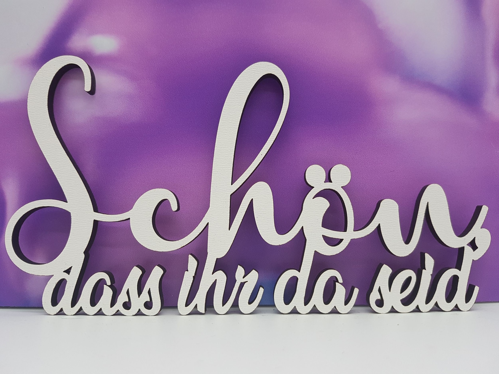 Schriftzug Schön dass ihr da seid aus Holz in weiß Etsy