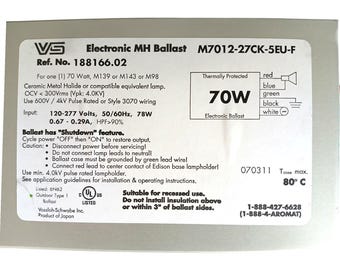 Vossloh-Schwabe 70W Metal Halide Ballast Model: M7012-27CK-5EU-F Ref No. 188166