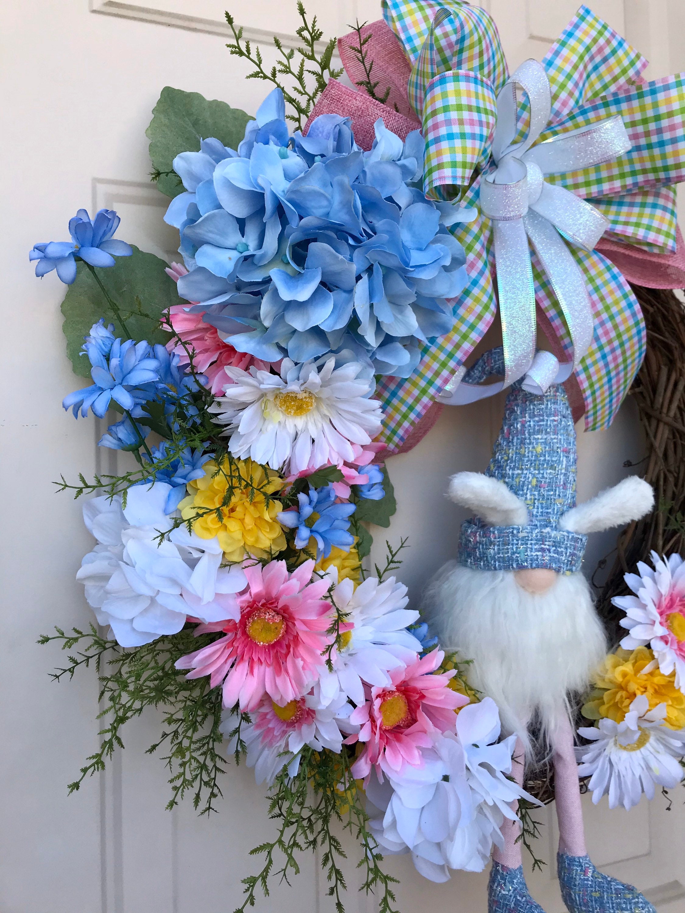 Easter gnome wreath gnome wreath for front doorfront door  etsy uk