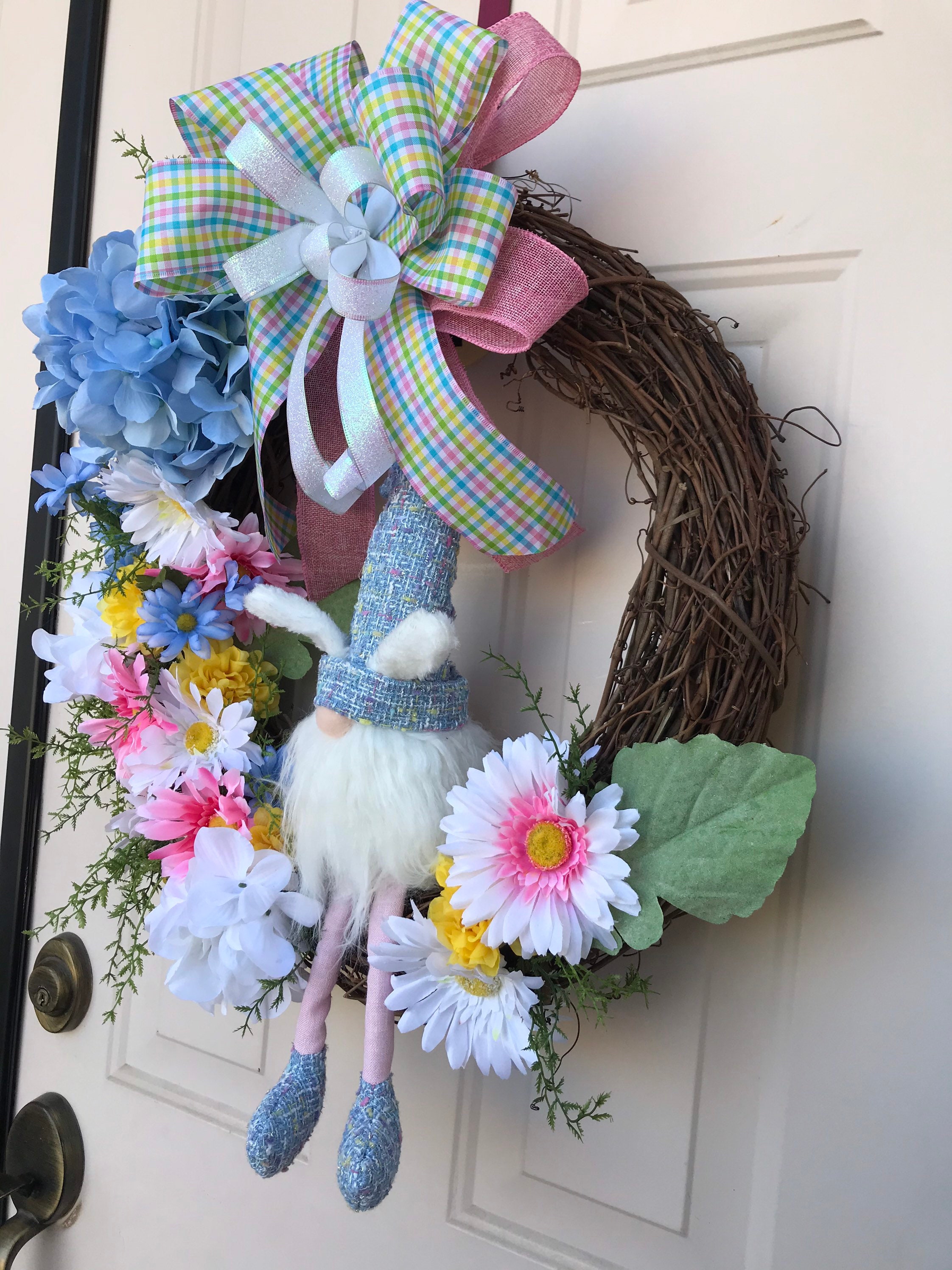 Easter Gnome Wreath, Gnome Wreath for Front Door,front Door Wreath