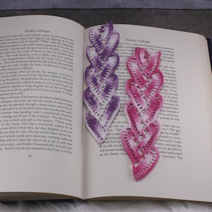 Heart Crochet Bookmark, Lace Bookmark, Heart Lace, Handmade, Pink, Purple