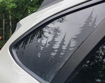 Pine Trees Vinyl Decal – Compatible with Outback-Style Vehicles (2010–2025), Quarter Window or Bumper Sticker, Custom Car Graphic