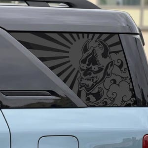 Car Decal Oni Demon Rising Sun Quarter Window Compatible With Ford Bronco Sport 2021-2027 JDM Anime Vinyl Sticker