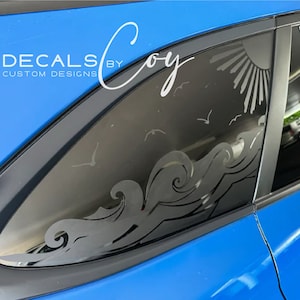 Décalcomanie en vinyle Ocean Wave - Compatible avec les véhicules de style Outback (2010-2025), autocollant custode ou pare-chocs, graphisme de voiture personnalisé