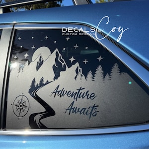 Adventure Awaits with Stars Vinyl Decal – Compatible with Forester-Style Vehicles (2009–2025), Custom Rear Quarter, Bumper, and Car Stickers