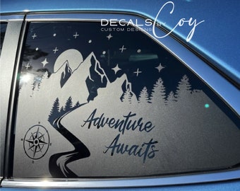 FITs only for 09-24 Subaru Forester, Adventure awaits with stars, Quarter window, Sticker Custom, Bumper Stickers, Car Decals, Car Stickers