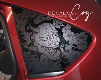 Oni Demon Vinyl Decal – Compatible with Crosstrek-Style Vehicles (2012–2025), Custom Quarter Window or Bumper Sticker for Outdoor Use