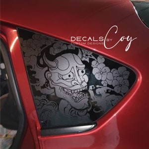 Oni Demon Vinyl Decal – Compatible with Crosstrek-Style Vehicles (2012–2025), Custom Quarter Window or Bumper Sticker for Outdoor Use