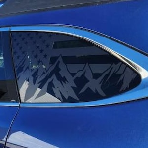 American Flag w/mountain Decal – Compatible with Outback-Style Vehicles (2010–2025), Patriotic Quarter Window Sticker to Show National Pride