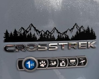 Mountain Trees Car Decal | Waterproof Vinyl Sticker | Forest Mountain Decal for Car, Truck, SUV, Rear Window, Laptop | Custom Sizes & Colors