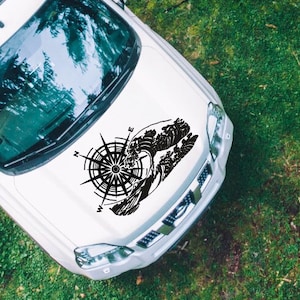 Compass Ocean Wave Hood Graphics, Decals, Sticker Custom, Bumper Stickers, Car Decals, Car Stickers, Vinyl Car decals, Quarter Window Decals