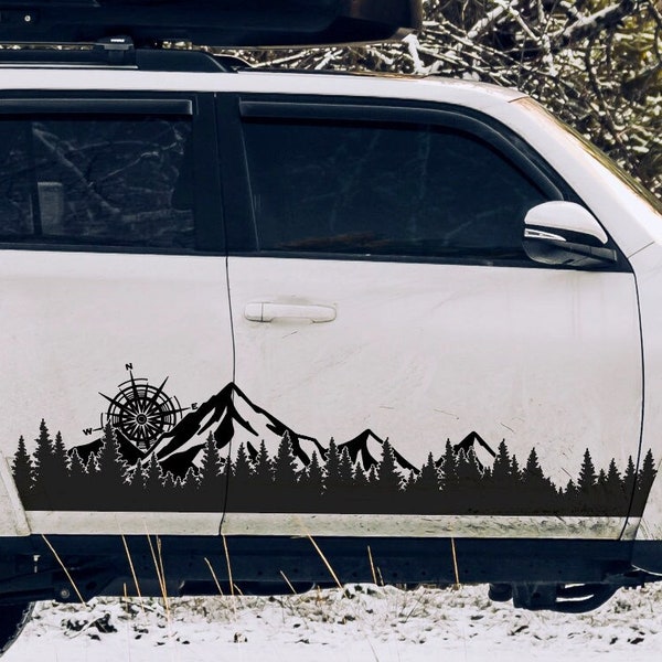 Shop now! Add unique style with awesome compass, mountain & tree side panel vinyl decal for cars, trucks, SUVs! FUTURE VISION BOARD!