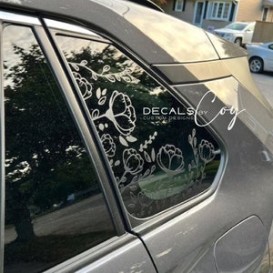 Poppy Flowers Vinyl Decal – Compatible with Rav4-Style Vehicles (2009–2025), Custom Quarter Window, Bumper Stickers, and Car Decals
